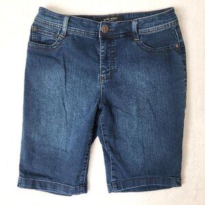 Y2K Nine West Denim Bermuda Shorts Size 6‎ Dark Wash Blue Preppy Jorts Lucie